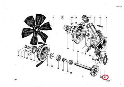 Junta bomba de agua Citroen H 1947 1981